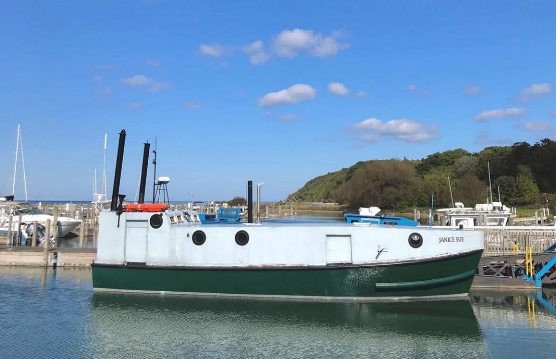 Fish tug Janice Sue in the Leland township harbor. 