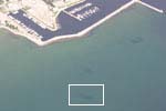 Aerial photo showing location of wreck near City of Alpena Marina. 