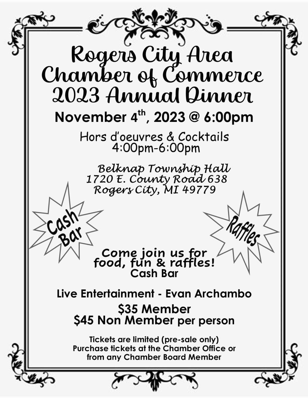 Rogers City Chamber of Commerce Annual Dinner US23 Heritage Route