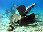 Four-bladed steel propeller.