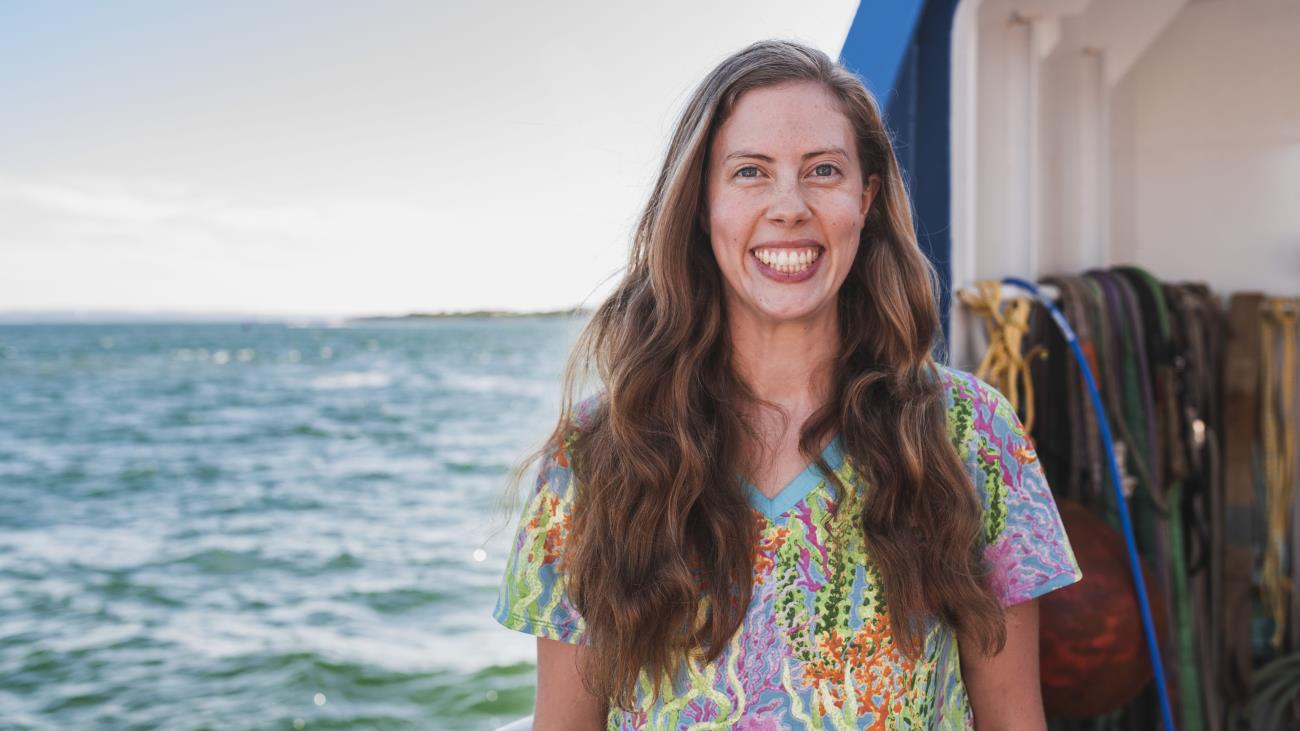 Kirstin Meyer-Kaiser at sea on R/V Connecticut.