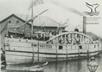 Portside showing gangway hatches and hogging truss.