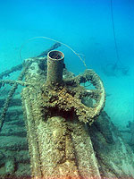 Steering quadrant mounted atop the rudder.