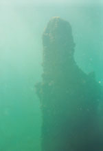 Sternpost and hull planking.