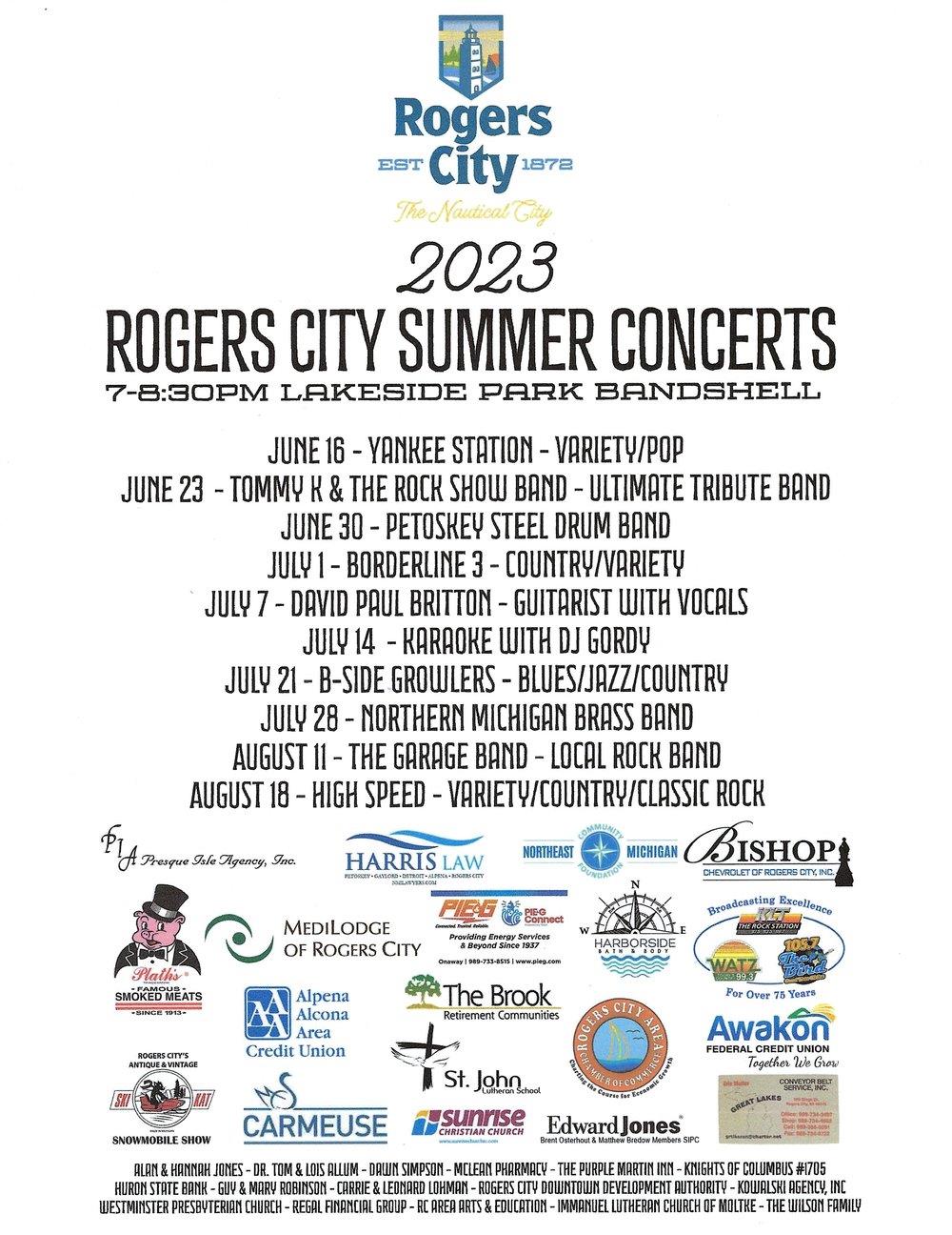 Rogers City Summer Concert US23 Heritage Route